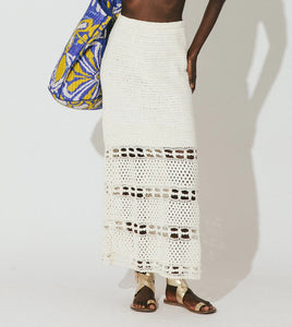 Adela Crochet Midi Skirt - Ivory