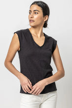 Load image into Gallery viewer, Cap Sleeve V-Neck - Black
