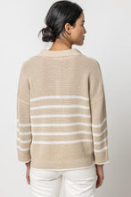 Load image into Gallery viewer, Textured Stripe Polo Sweater

