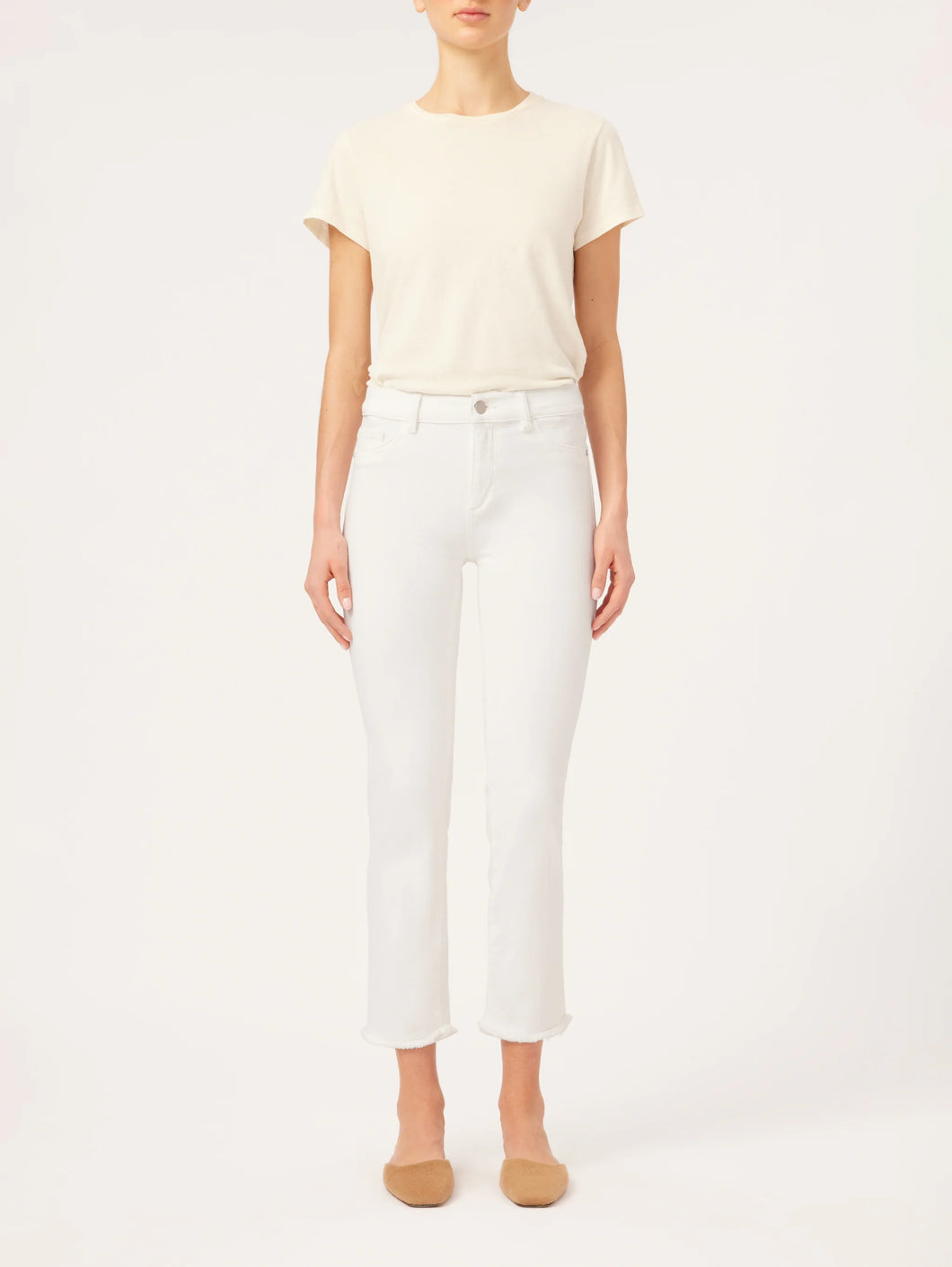 Mara Straight Mid Rise Jeans - White